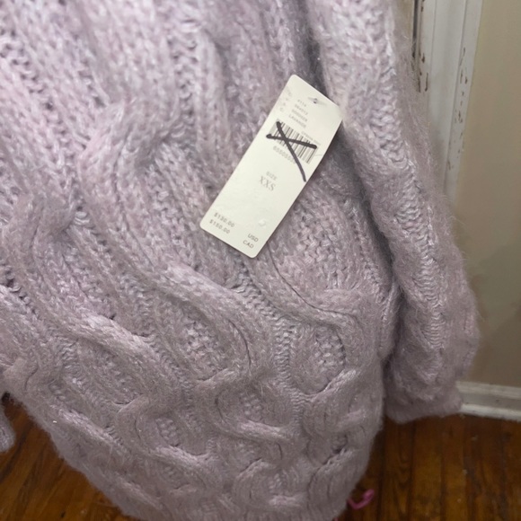 NEW Anthropologie Pilcro XXS Open Shoulder Cable Knit Women Sweater Lavender - Picture 3 of 4
